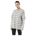 Front view of P.E Nation Spark LS Tee - Womens in colour Grey Marle Stripe.