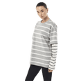 Side view of P.E Nation Spark LS Tee - Womens in colour Grey Marle Stripe.