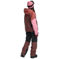 Back image of the The Volcom Stone Mica 20K Snowboard Pants – Womens with matching ski jacket in Oxblood colourway. Features contrast black knee, inner cuff and upper backside patches.