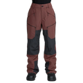 Front image of the The Volcom Stone Mica 20K Snowboard Pants – Womens in Oxblood colourway. Features contrast black knee, inner cuff and upper backside patches; zip and button fastening, belt loops and hip and thigh zip pockets