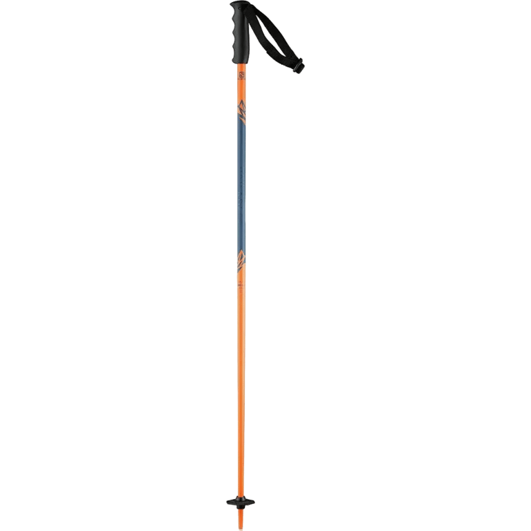 Salomon Brigade Jr Ski single Pole in orange and blue with black basekt, handle and strap