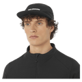 Worm view of the Salomon 5 Panle Cap in Deep Black colourway, unisex model