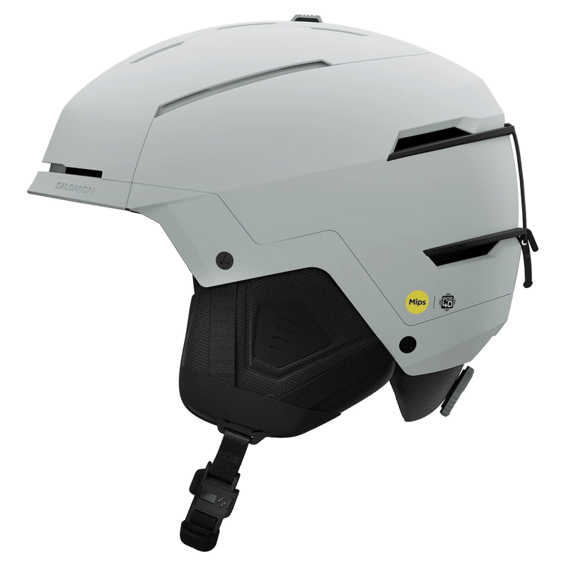 Side view of the Salomon Arcane Prime Mips Helmet in Ice Flow colourway, unisex's model