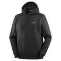 Main view of the Salomon Chest Logo Hoodie in Deep Black colourway, unisex model
