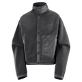 Main view of the Salomon Chroma  Fleece Cardigan in Deep Black colourway, women model