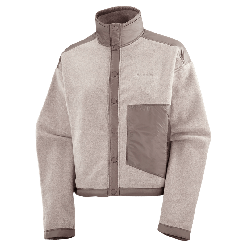 Main view of the Salomon Chroma  Fleece Cardigan in Etherea colourway, women model