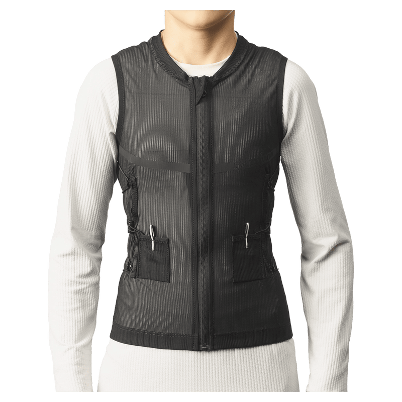 Front view of the Salomon Flexcell Pro Back Protection in Black colourway, kids model