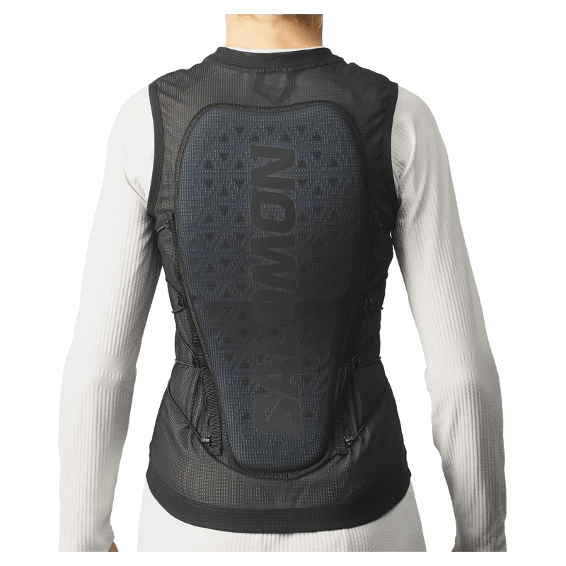 Back view of the Salomon Flexcell Pro Back Protection in Black colourway, kids model