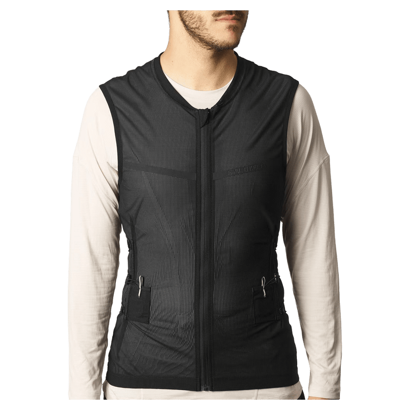 Front view of the Salomon Flexcell Pro Back Protection in Black colourway, unisex model