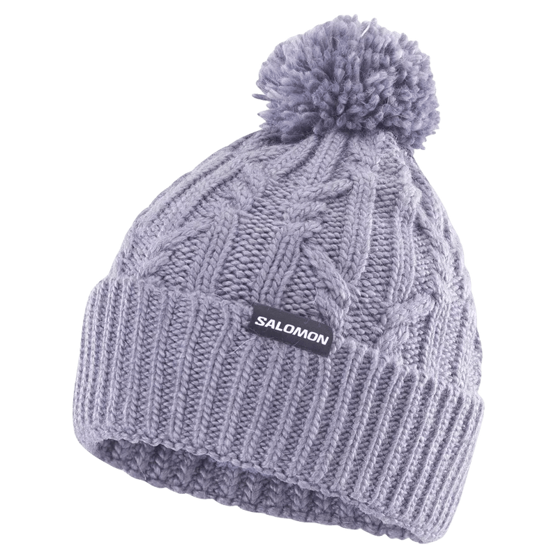 Main view of the Salomon Ivy Beanie in Blue Granite colourway, women model