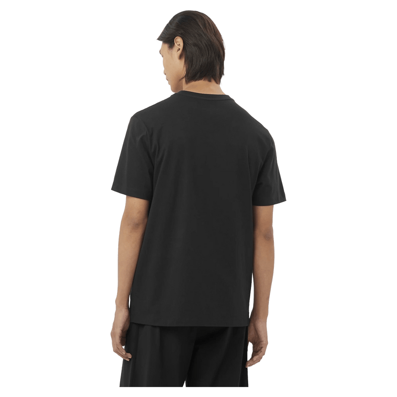 Back view of the Salomon Logo Rx Tee in Deep Black colourway, unisex model