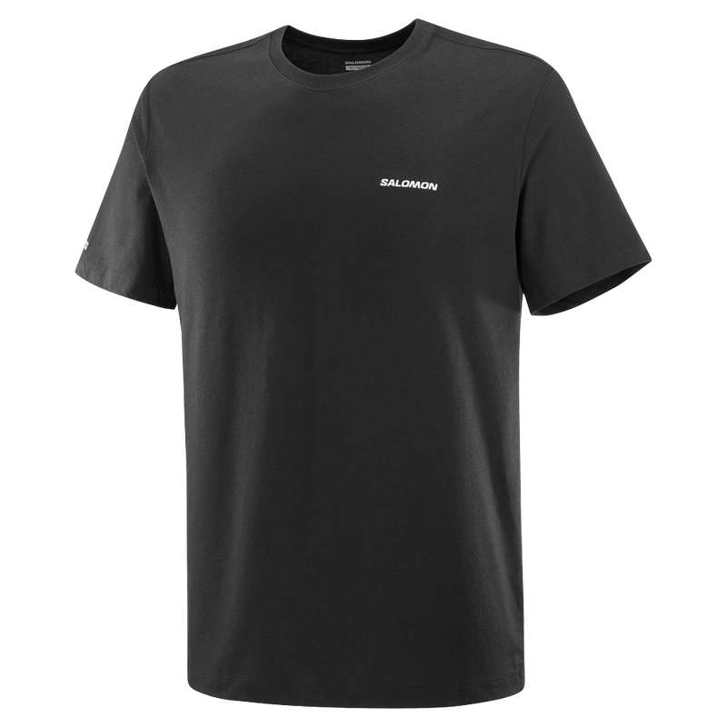 Main view of the Salomon Logo Rx Tee in Deep Black colourway, unisex model