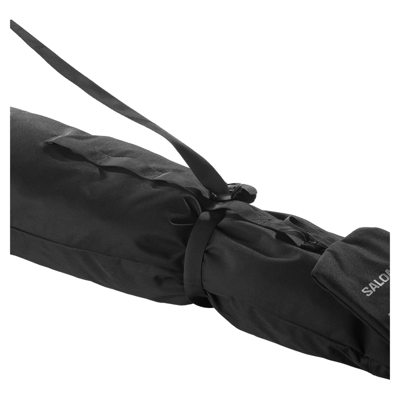 Close view of the Salomon Original 1 Pair Ski Bag in Black colourway, unisex model