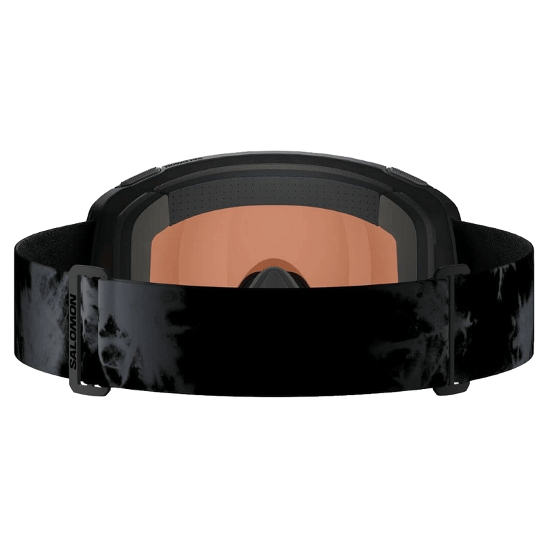 Back view of the Salomon Radium Prime Goggles in Black Tie Dye, Sigma Gun Metal lens, unisex model