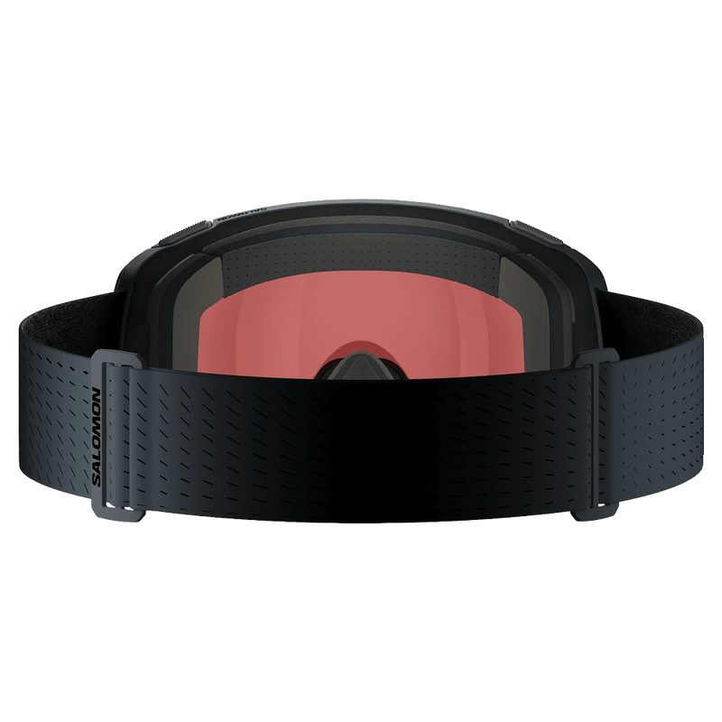 Back view of the Salomon Radium Prime Goggles in Ebony, Sigma Photo Poppy Red lens, unisex model