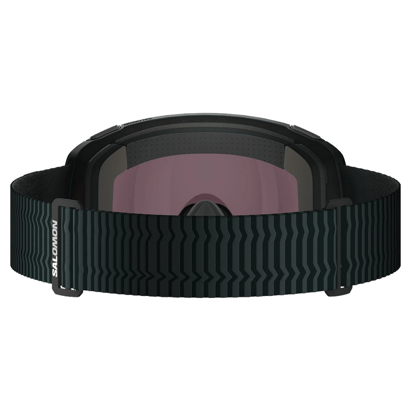 Back view of the Salomon Radium Prime Goggles in Green Gables, Sigma Photo Sky Blue lens, unisex model