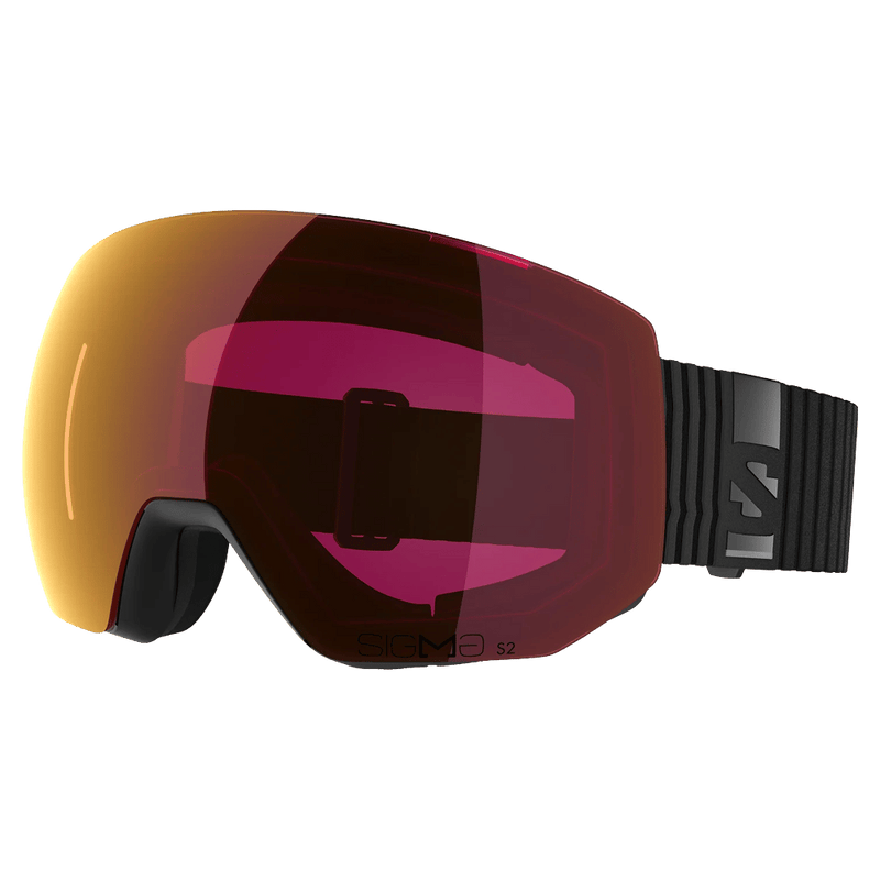 Main view of the Salomon Radium Pro Goggles in Black, Sigma Poppy Red lens, unisex model