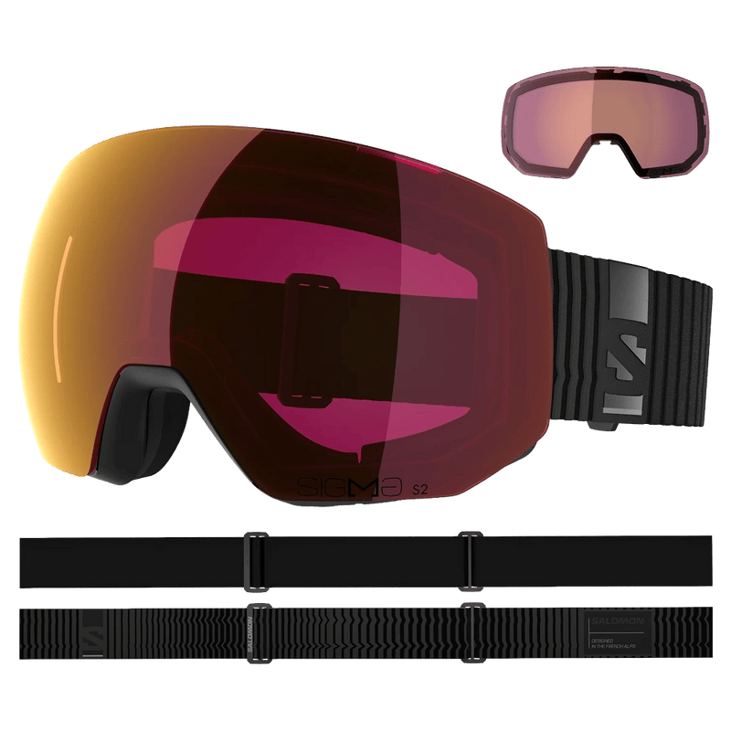 Alternative view of the Salomon Radium Pro Goggles in Black, Sigma Poppy Red lens, unisex model