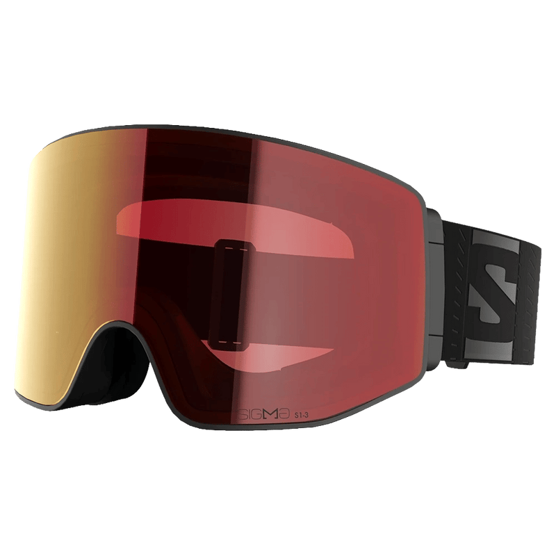Main view of the Salomon Sentry Prime Photo Goggles in Black, Sigma Photo Poppy Red lens, unisex model
