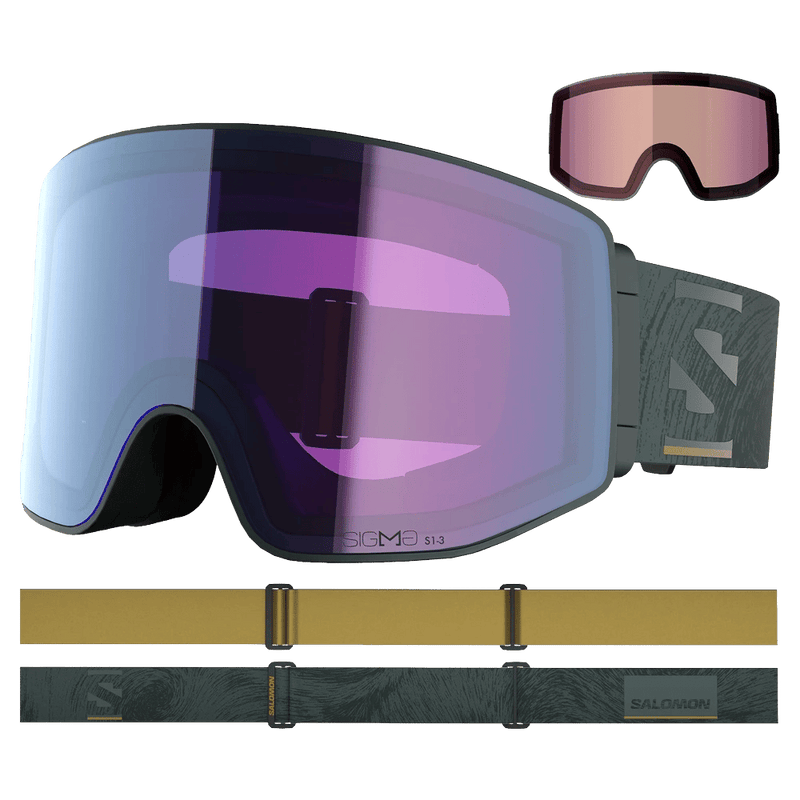 Alternative view of the Salomon Sentry Prime Photo Goggles in Green Gables, Sigma Photo Sky Blue lens, unisex model