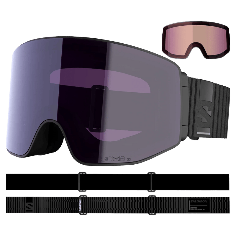 Alternative view of the Salomon Sentry Prime Goggles in Black, Sigma Sky Blue lens, unisex model