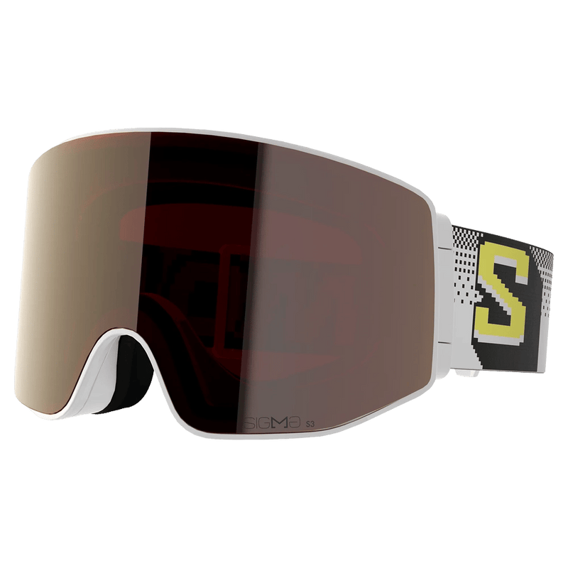 Main view of the Salomon Sentry Prime Goggles in White Pixel, Sigma Gun Metal lens, unisex model