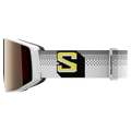 Side view of the Salomon Sentry Prime Goggles in White Pixel, Sigma Gun Metal lens, unisex model
