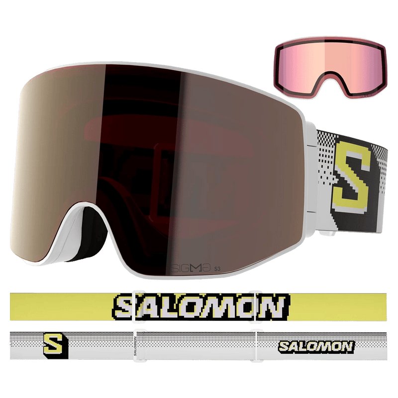 Alternative view of the Salomon Sentry Prime Goggles in White Pixel, Sigma Gun Metal lens, unisex model