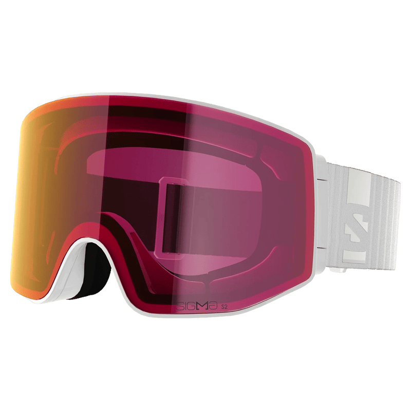 Main view of the Salomon Sentry Prime Goggles in White, Sigma Poppy Red lens, unisex model