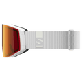 Side view of the Salomon Sentry Prime Goggles in White, Sigma Poppy Red lens, unisex model