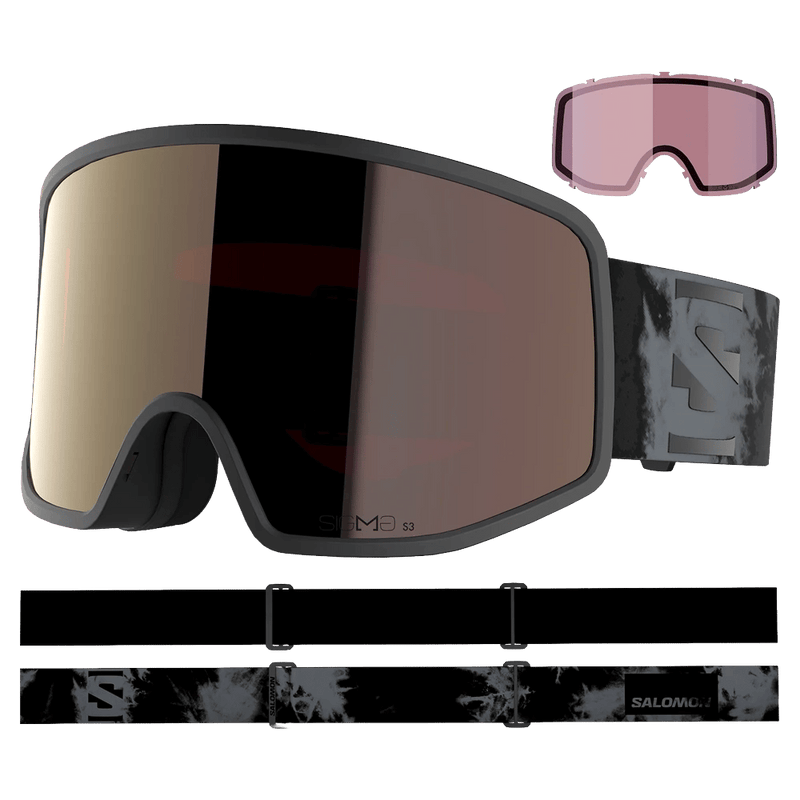 Alternative view of the Salomon Sentry Pro Goggles in Black Tie Dye, Sigma Gun Metal lens, unisex model