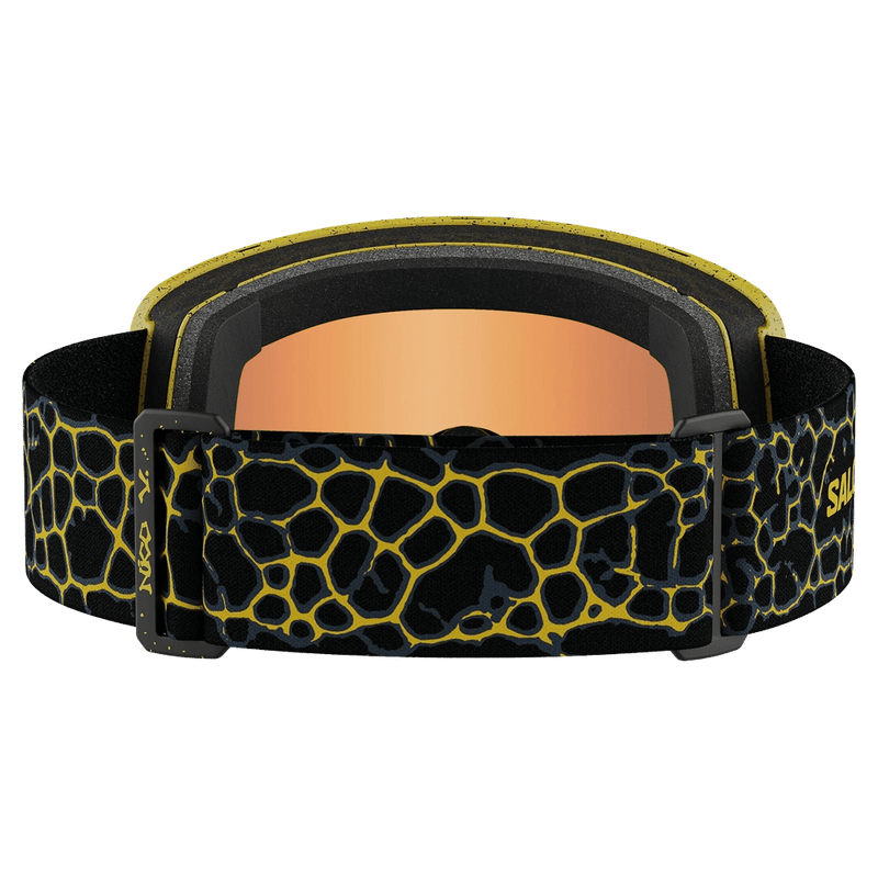 Back view of the Salomon Sentry Pro Goggles in Black Yellow, Sigma Emerald lens, unisex model