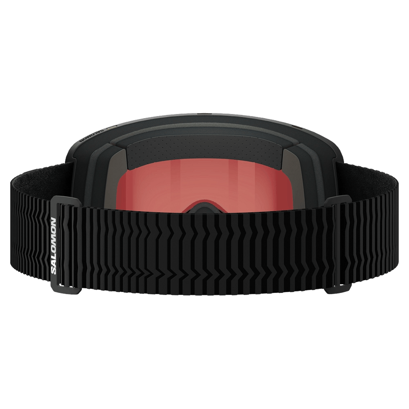 Back view of the Salomon Sentry Pro Goggles in Black, Sigma Poppy Red lens, unisex model