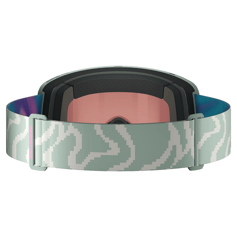 Back view of the Salomon Sentry Pro Goggles in Ice Green, Sigma Silver Pink lens, unisex model