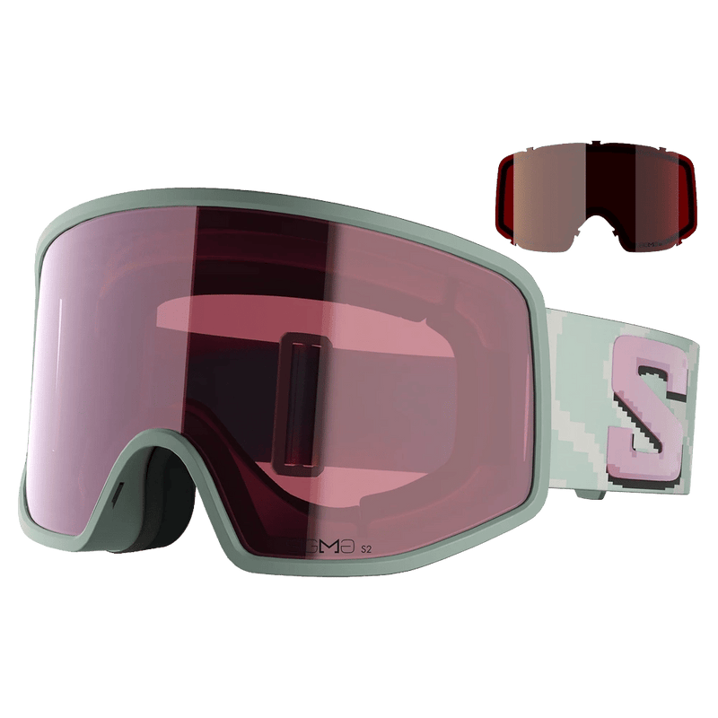 Alternative view of the Salomon Sentry Pro Goggles in Ice Green, Sigma Silver Pink lens, unisex model