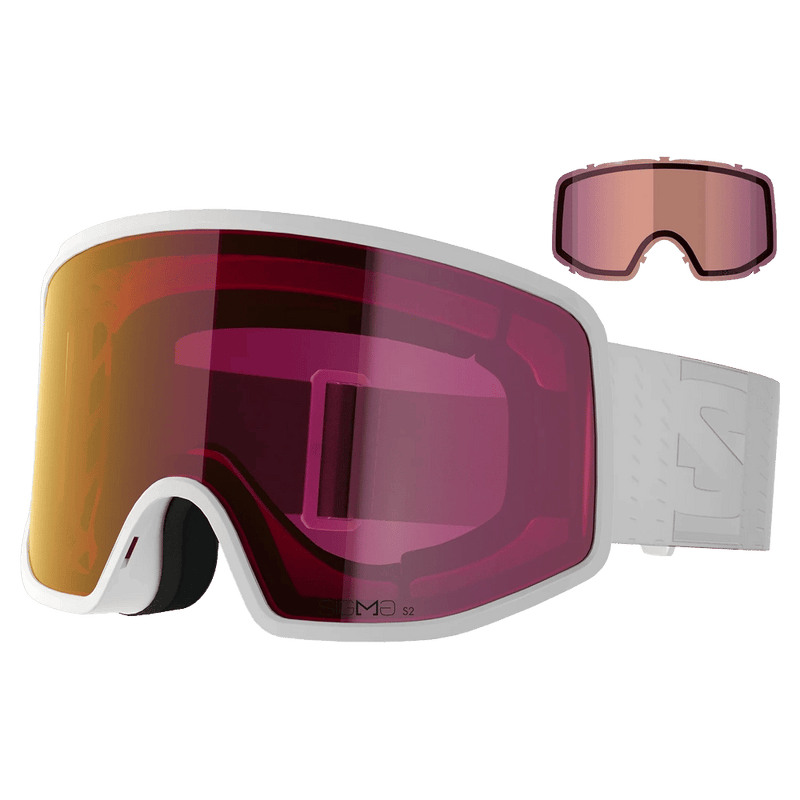 Alternative view of the Salomon Sentry Pro Goggles in White, Sigma Poppy Red lens, unisex model