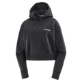 Main view of the Salomon Short Hoodie in Black colourway, women model