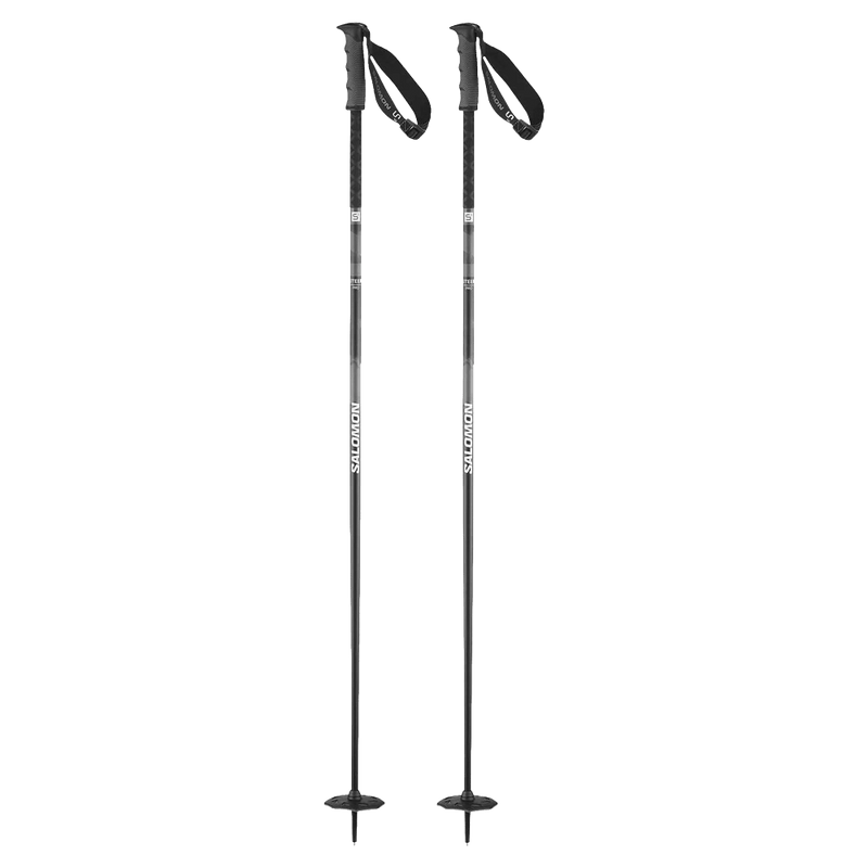 Main view of the Salomon Steep Pro S3 Ski Poles in Black Ebony colourway, unisex model