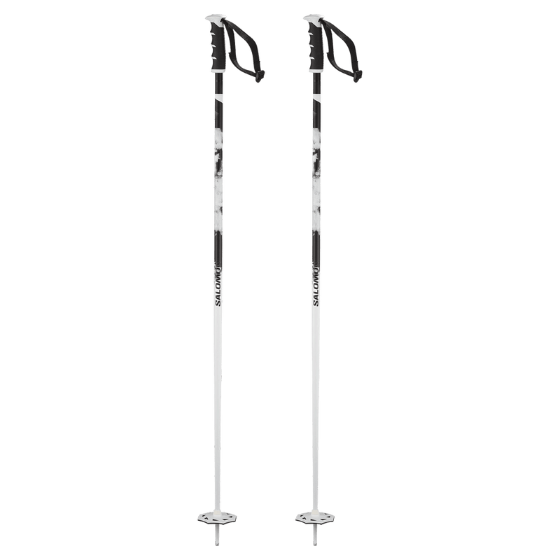 Main view of the Salomon Steep Ski Poles in White and Black colourway, unisex model