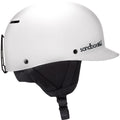 Main view of Sanbox Classic 1.0 Helmet in White colour, featuring removable goggle clip and ear pads
