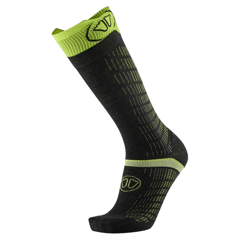Main view of the Sidas Merino Performance Socks in Black and Yellow colourway, unisex model