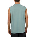 Back view of Man wearing Silent Theory's Emb Muscle Tee in steel colourway