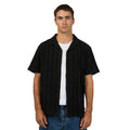 Front view of man wearing Luca SS Shirt in washed black colourway