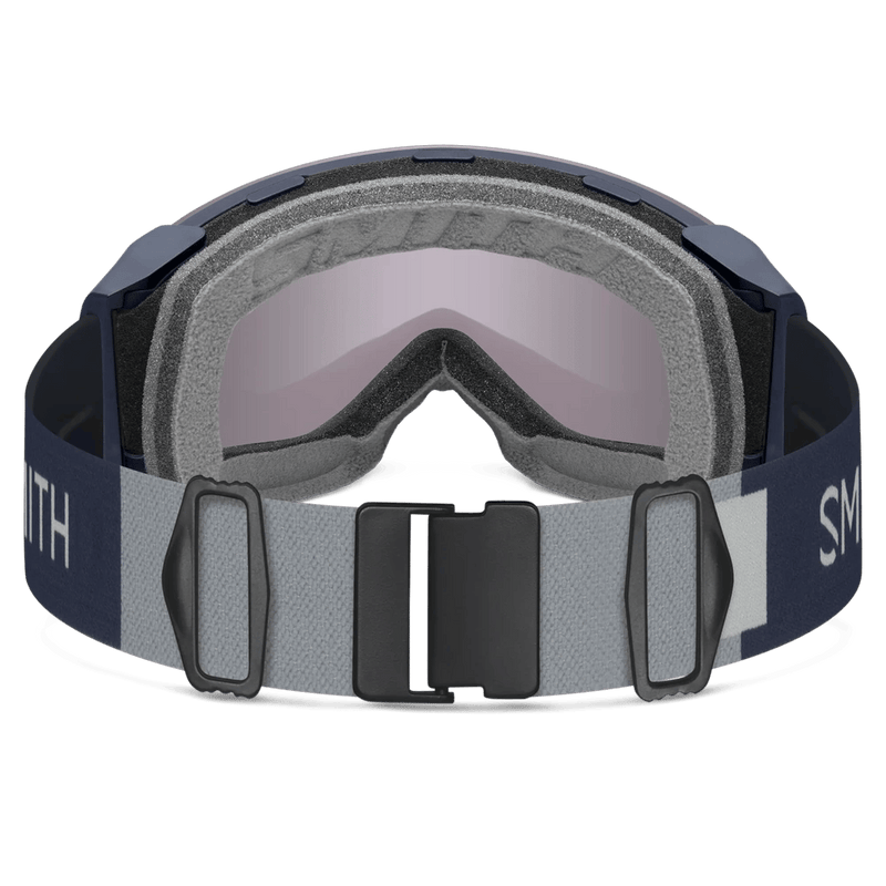 Back view of the Smith 4D MAG AF Goggles in Royal Navy, Everyday Blue Mirror lens, unisex model