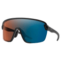 Main view of the Smith Bobcat Sunglasses in Matte Black, ChromaPop Glacier Photochromic Copper Blue Mirror  lens, unisex model