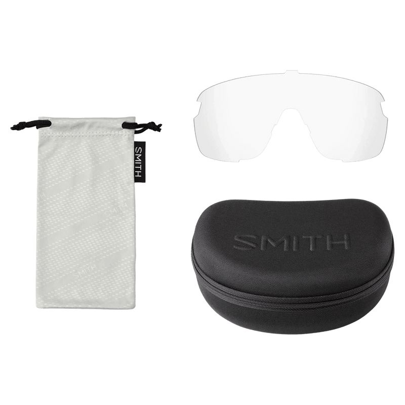 What is included view of the Smith Bobcat Sunglasses in Matte Black, ChromaPop Glacier Photochromic Copper Blue Mirror  lens, unisex model