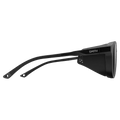 Side view of the Smith Venture Sunglasses in Matte Black, ChromaPop Photochromic Copper Blue Mirrro lens, unisex model