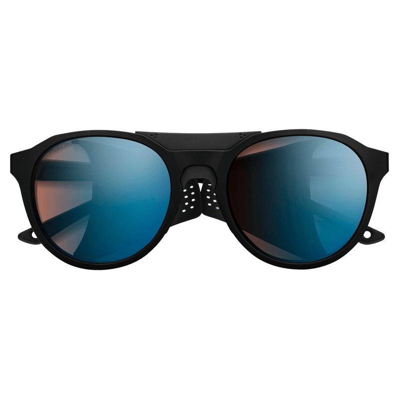 Front view of the Smith Venture Sunglasses in Matte Black, ChromaPop Glass Polarized Black lens, unisex model