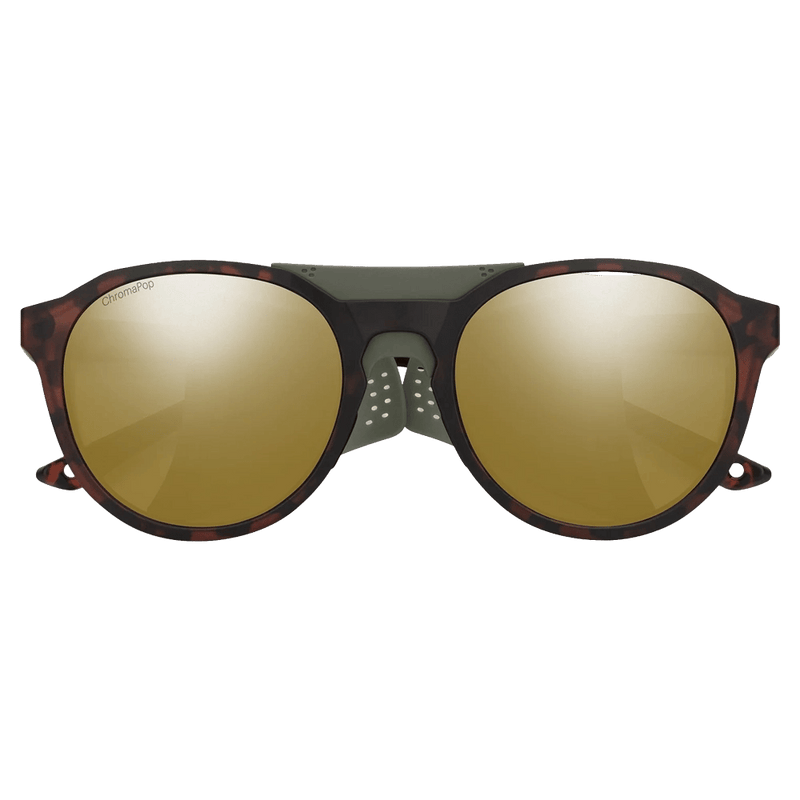 Front view of the Smith Venture Sunglasses in Matte Tortoise, ChromaPop Glass Bronze Mirror lens, unisex model