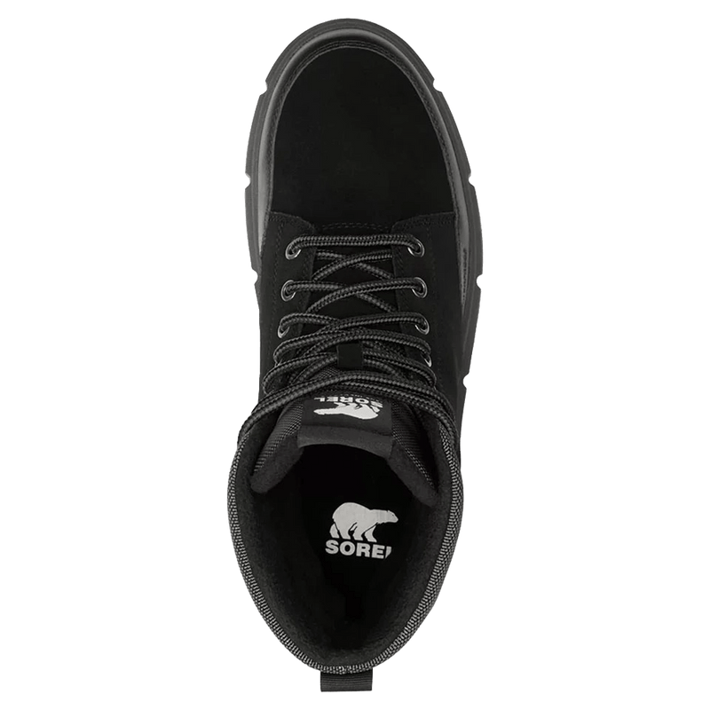 Top view of the Sorel Explorer III Apres Boots in Black Jet colourway, men model